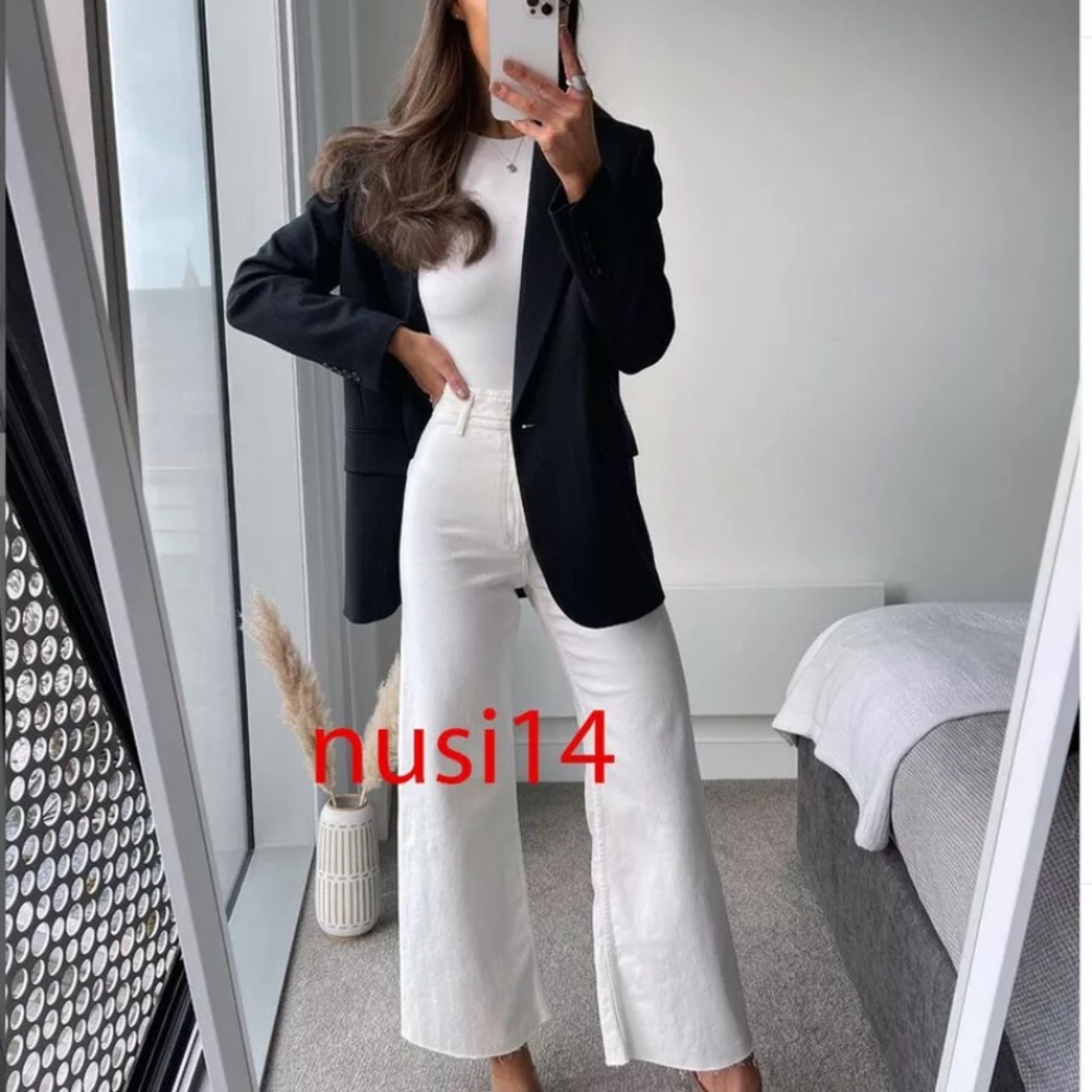 Zara Marine Straight Pants Ecru Size 25/0 used